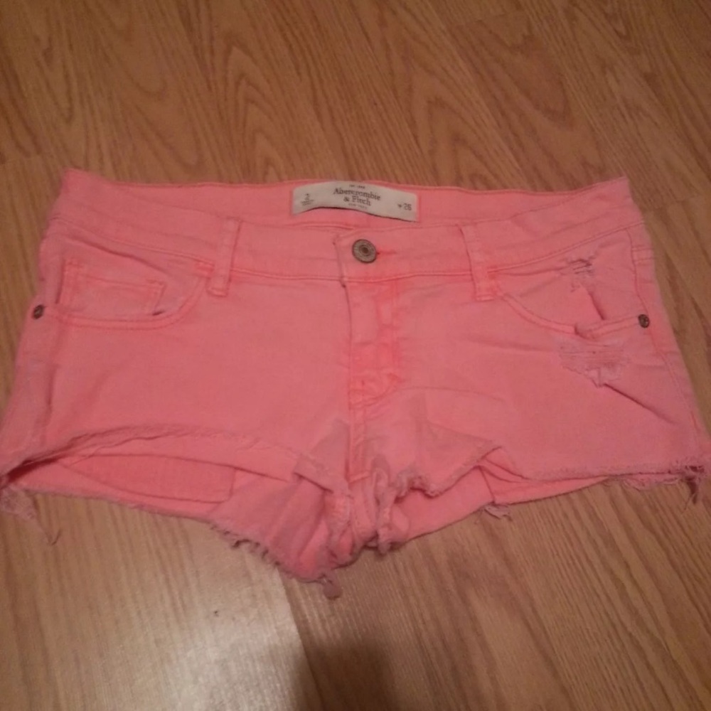 NWOT Abercrombie & Fitch Denim Shorts Neon Orange Size 2